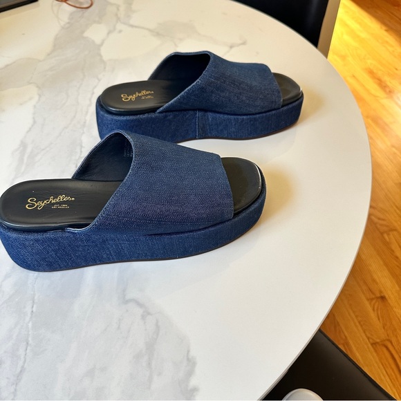 Seychelles Flatform Denim Sandal Size 8 Runs Wide - Picture 2 of 7
